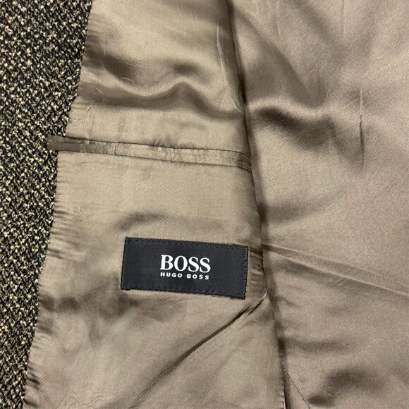 Vintage Hugo Boss Tweed Blazer "Poseidon" Wool Sport Coat Brown 40S - Picture 8 of 11
